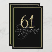 Formales silbernes Schwarzes und Gold61. Einladung (Vorne/Hinten)