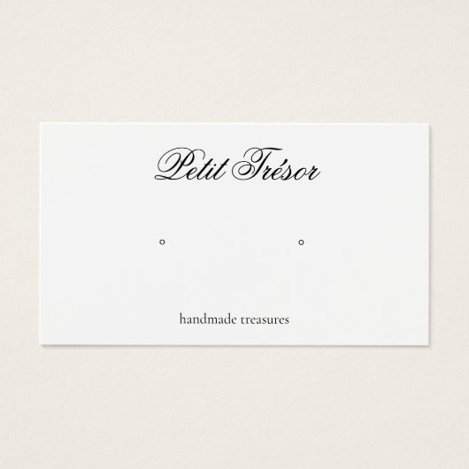 Formales Skript Elegante weiße Ohrring-Display-Kar (Vorderseite)