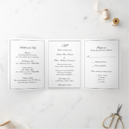 Formales Skript Monogramm Schwarz Weiß Elegante Ho Dreifach Gefaltete Einladung