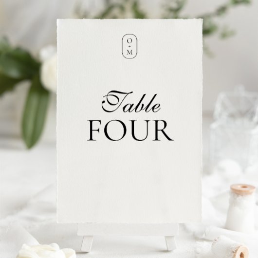 Formales Skript- und Typografie-Monogramm Tischnummer