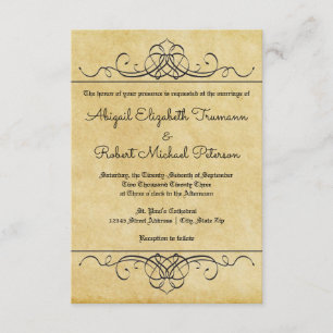 Formales Vintage-Flourish-Papier - 3x5 Hochzeits-E Einladung
