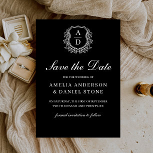 Formales Wappen Monogramm Schwarz-weiße Hochzeit Save The Date