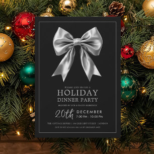 Formales Weihnachtsdinnerparty Silber Satin-Schlei Einladung