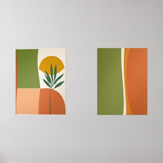 Formas Boho Abstractas en terracotta y oliva Bilderwand Sets (Vorderseite)