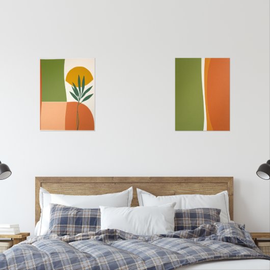 Formas Boho Abstractas en terracotta y oliva Bilderwand Sets (Schlafzimmer)
