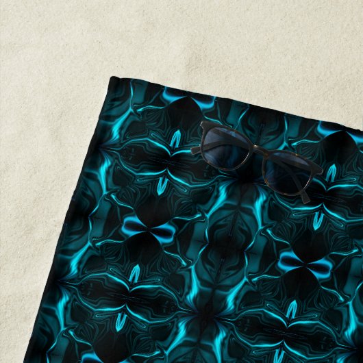 Formas, "traços ciano flutuam" em fundo escuro. strandtuch (Beispiel)