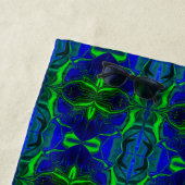 Formas, 'traços verdes flutuam' em fundo azul. strandtuch (Beispiel)