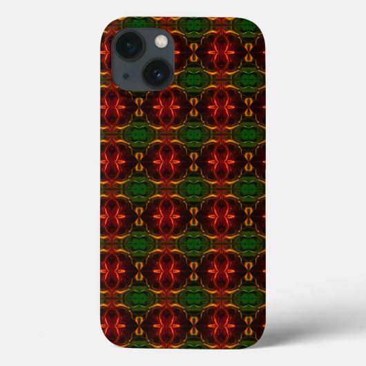 Formas, ‚traços vermelhos flutuam‘, em fundo verde Case-Mate iPhone hülle (Rückseite)