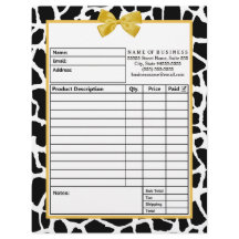 Formblätter für die Boutique "Trendy Giraffe Yello