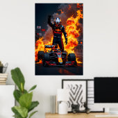 Formel-1-Rennmeister-Feier mit Feuer  Poster (Heimbüro)