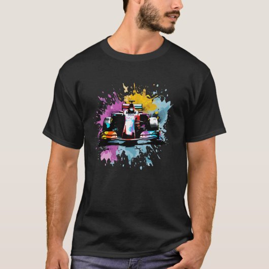 Formel Eins F1 Auto Lover farbenfroher Rennfahrer T-Shirt (Vorderseite)