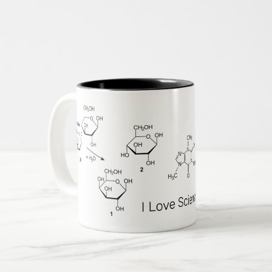 Formel-Kaffee-Milch zwei Zucker Zweifarbige Tasse (Vorderseite Links)