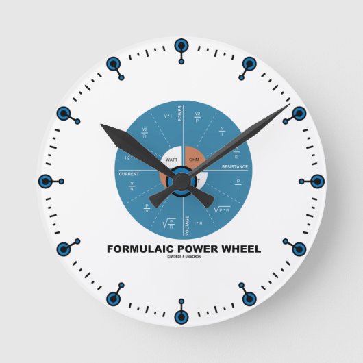 Formel-Power-Rad (Physik-Gleichungen) Runde Wanduhr (Vorderseite)