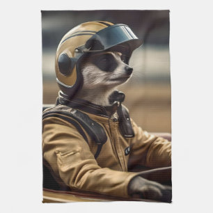 Formel Spaß: Beruflicher Rennfahrer für Meerkat Geschirrtuch