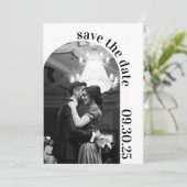 Formell einfach Schwarz und Weiß Save the Date (Stehend Vorderseite)