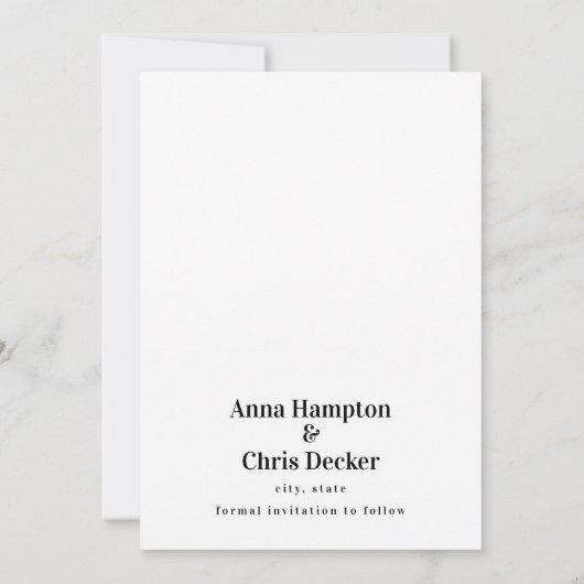 Formell einfach Schwarz und Weiß Save the Date (Rückseite)