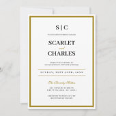 Formell Klassisch Schwarz Gold Monogramm Hochzeit Einladung (Vorderseite)