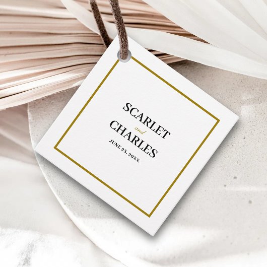 Formell Klassisch Schwarz Gold Monogramm Hochzeit Geschenkanhänger