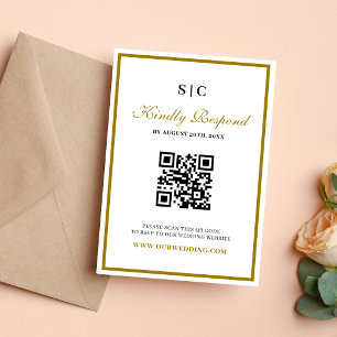 Formell Klassisch Schwarz Gold Monogramm Hochzeit RSVP Karte