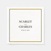 Formell Klassisch Schwarz Gold Monogramm Hochzeit Serviette (Vorderseite)