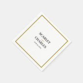 Formell Klassisch Schwarz Gold Monogramm Hochzeit Serviette (Ecke)