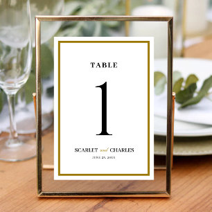 Formell Klassisch Schwarz Gold Monogramm Hochzeit Tischnummer