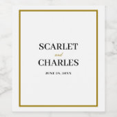 Formell Klassisch Schwarz Gold Monogramm Hochzeit Weinetikett (Einzelnes Label)