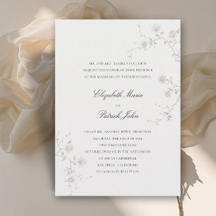 Formell Moderne Klassische Wilde Rosen Gartenhochz Einladung