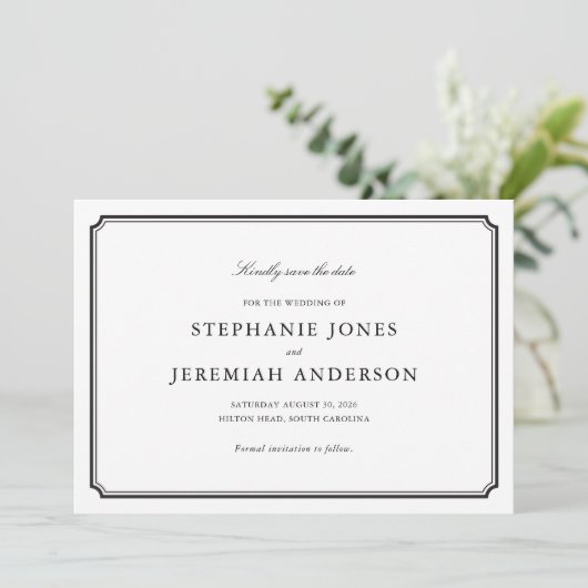 Formell Save the Date Einladung (Stehend Vorderseite)