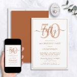 Formelle 50. Geburtstag Terracotta Klassische Schr Einladung<br><div class="desc">Feiern Sie die großen 5-0 im Stil! Nehmen Sie Ihre Geburtstagsfeier mit dieser formellen 50. Geburtstagsfeier Terracotta Classic Script Einladung auf die nächste Stufe. Mit einer klassischen Terrakotta-Textbox auf weißem Hintergrund können personalisierte Details in einer modernen, handgeschriebenen Kalligraphie enthalten werden. Hinzu kommt noch ein wenig Raffinesse mit Terrakotta-Textur auf der...</div>