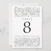 Formelle Bildlaufleiste Blätter Schwarz-weiße Tisc Einladung (Vorderseite)