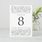 Formelle Bildlaufleiste Blätter Schwarz-weiße Tisc Einladung (Stehend Vorderseite)