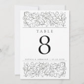 Formelle Bildlaufleiste Blätter Schwarz-weiße Tisc Einladung (Rückseite)
