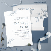 Formelle, blaue, moderne Minimaltypografie Wedding Einladung