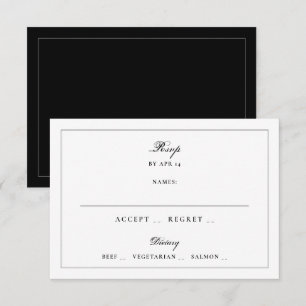 Formelle Hochzeit mit schwarzer Krawatte an der Gr RSVP Karte