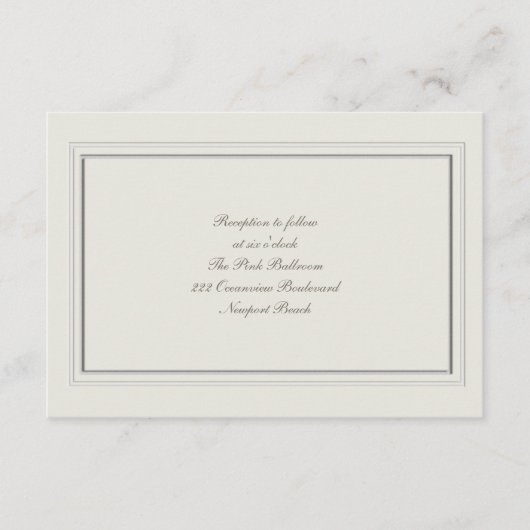 Formelle Imitate Embossed Frame Ecru Empfang Weddi Begleitkarte (Vorderseite)