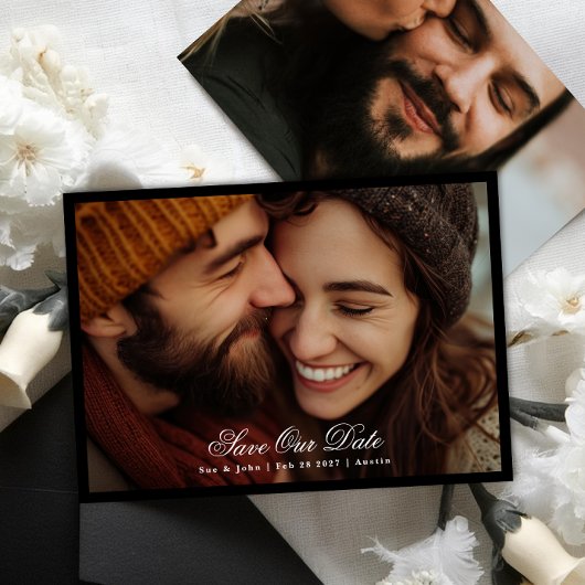 Formelle Kalligraphie Zwei Foto Save The Date