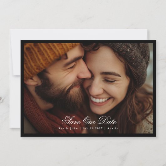 Formelle Kalligraphie Zwei Foto Save The Date (Vorderseite)