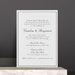 Formelle klassische Border Script-Elegante Hochzei Einladung<br><div class="desc">Formale klassische klassische klassische Skriptsprache Elegante Einladung zur Hochzeit mit schmalen Grenzen in Schwarz und Online-UAWG Details</div>