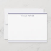 Formelle Navy Blue Two Border Monogram Stationieru Mitteilungskarte (Vorderseite)