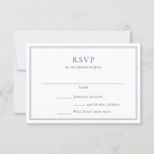 Formelle Navy-RSVP-Karte mit Rand Einladung