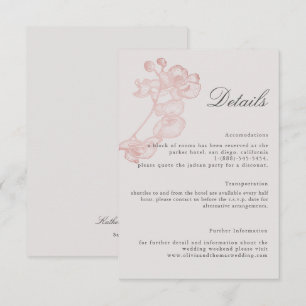 Formelle Rose Orchid-Hochzeitskarte Begleitkarte