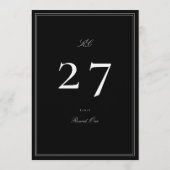 Formelle Schwarz-Weiß-Hochzeitstischnummer 5 x 7 (Rückseite)
