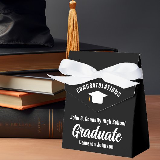 Formelle Schwarz-weiße Personalisierte Graduierung Geschenkschachtel