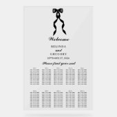 Formelle schwarze Bow-Ribbon-Hochzeitstabelle Acrylschild (Vorderseite)