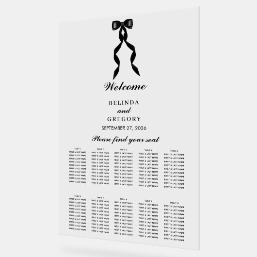 Formelle schwarze Bow-Ribbon-Hochzeitstabelle Acrylschild (Winkel)