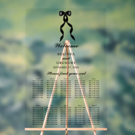 Formelle schwarze Bow-Ribbon-Hochzeitstabelle Acrylschild