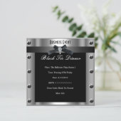 Formelle schwarze Krawatte Silbermetall für Untern Einladung (Stehend Vorderseite)