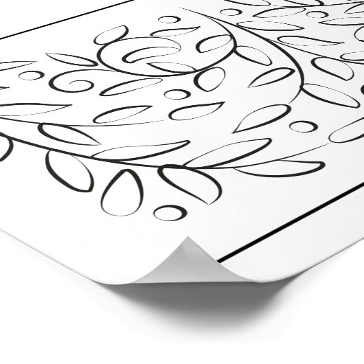 Formelle Scrolling-Blätter für Hochzeitsstichtabel Poster (Ecke)