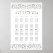 Formelle Scrolling-Blätter für Hochzeitsstichtabel Poster (Vorne)